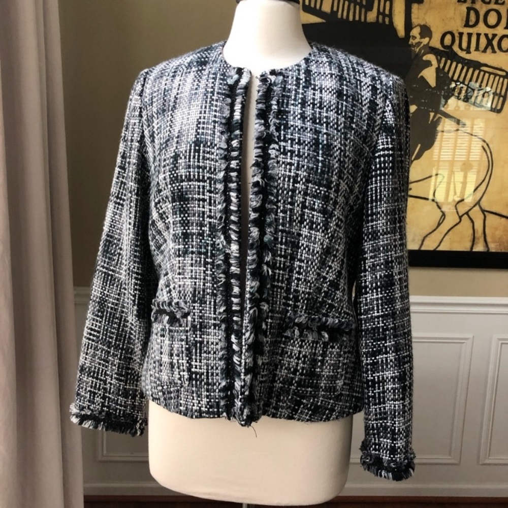 Spenser Jeremy Tweed Jacket Blazer Fringe Size L